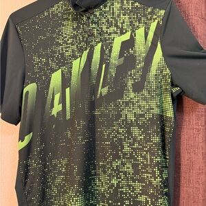 Oakley Black and Neon Green Graphic Polo Shirt